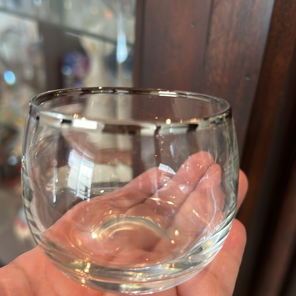 Vintage Dorothy Thorpe 1960s MCM Silver Rim Roly Poly Cocktail Glasses Set of 6 - Picture 3 of 13